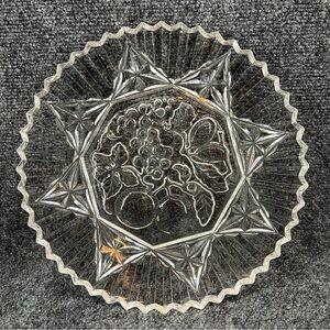 Vintage Pioneer Clear By Federal Glass  11" Sandwich Plate Platter Fruit  Design